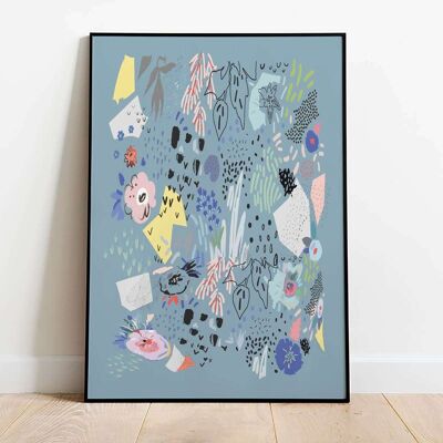 Abstract Spring Scandi Blue 002 Poster (61 x 91 cm)