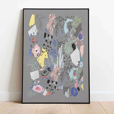 Abstract Spring Scandi Grey 002 Poster (42 x 59.4cm)