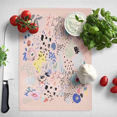 Abstract Spring Scandi Pink 002 Chopping Board