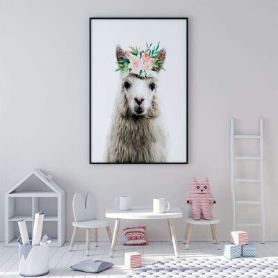 Alpaca Lama Flower Crown 001 Poster (42 x 59.4cm)