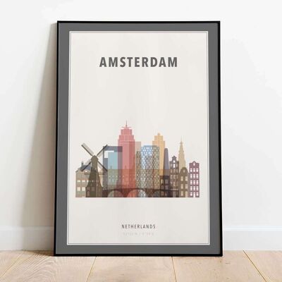 Amsterdam Skyline City Map Poster (50 x 70 cm)