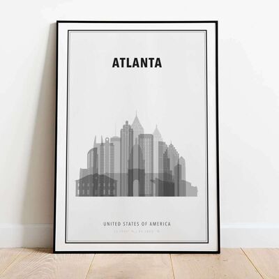 Atlanta in B&W Skyline City Map Poster (42 x 59.4cm)