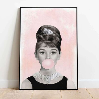 Audrey Hepburn Pink Bubble Gum Poster (42 x 59.4cm)