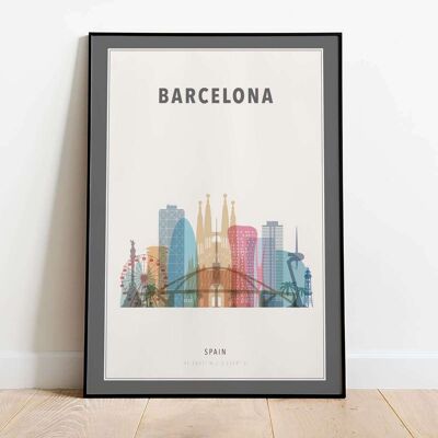 Barcelona Skyline City Map Poster (42 x 59.4cm)