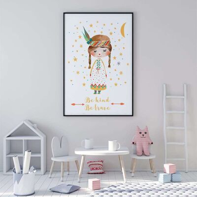 Be Kind Be Brave Girl Nursery Poster (50 x 70 cm)