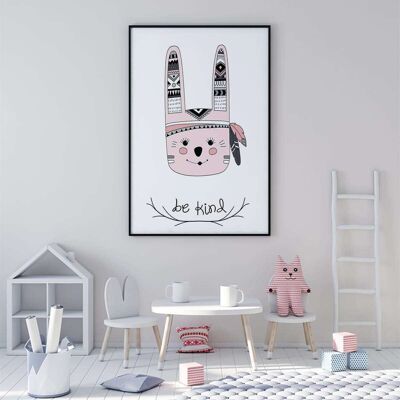 Be Kind Bunny Girl Nursery Poster (42 x 59.4cm)