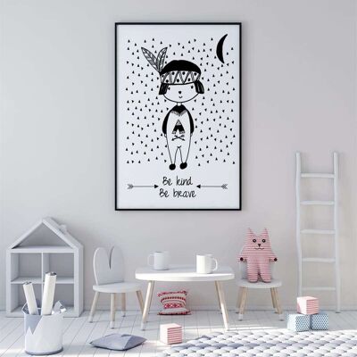 Be Kind, Be Brave Boy Nursery Poster (61 x 91 cm)