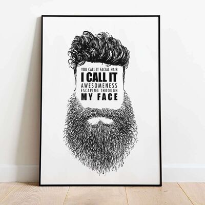 Beard Awesomeness Typography Poster (42 x 59.4cm)