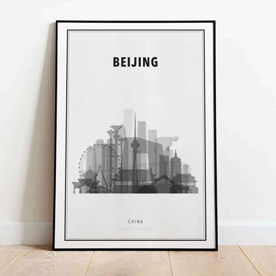 Beijing in B&W Skyline City Map Poster (42 x 59.4cm)