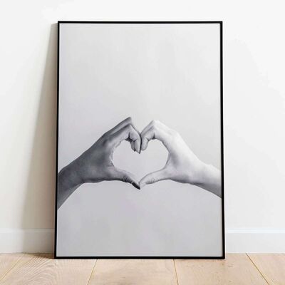Black and White Heart Hands Poster (42 x 59.4cm)