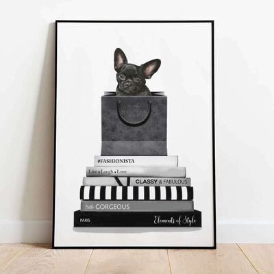 Black Bulldog Pup Dog Fashion Poster (42 x 59.4cm)