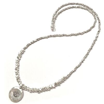 Silver necklace with lotus, short