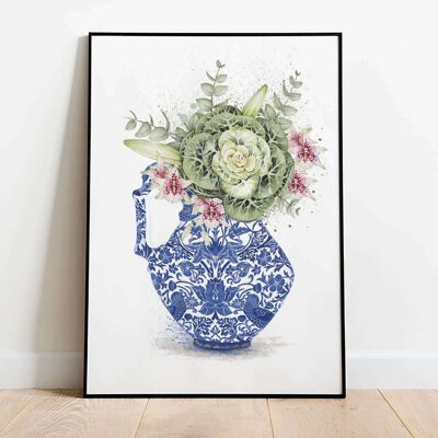 Blue and White Chinoiserie Vase Nature Art Poster (50 x 70 cm)