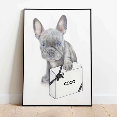 Blue French Bulldog Dog Fashion Poster (42 x 59.4cm)