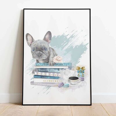 Blue French Bulldog Fashion Poster (50 x 70 cm)