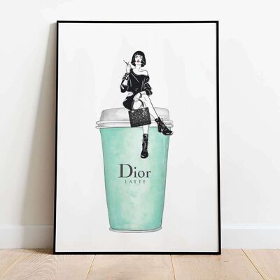 Cafe Latte Lady Standing Fashion Poster (42 x 59.4cm)