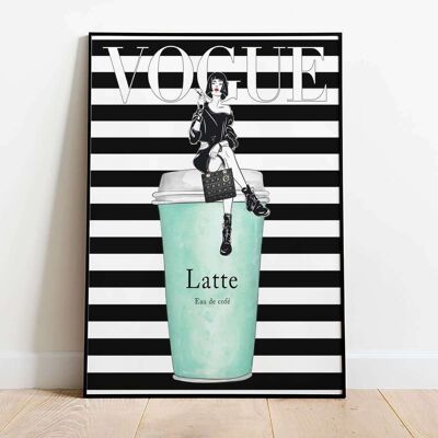 Cafe Neon Sign Black and White Poster (42 x 59.4cm)