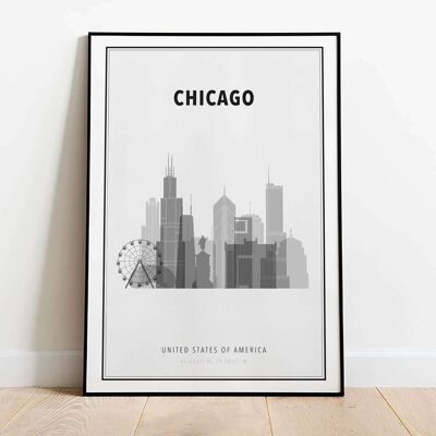 Chicago Skyline City Map Poster (42 x 59.4cm)