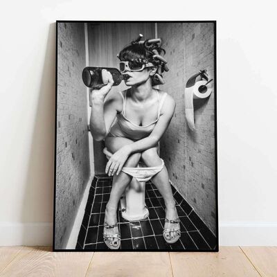 Cloak Room Smoke 001 Woman on Toilet Poster (50 x 70 cm)