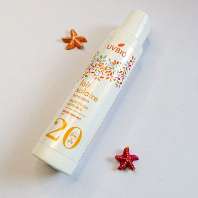 Bio-Sonnenmilch SPF 20 Gesicht und Körper ohne weiße Flecken - 100ml