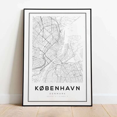 Copenhagen Retro City Map Poster (61 x 91 cm)