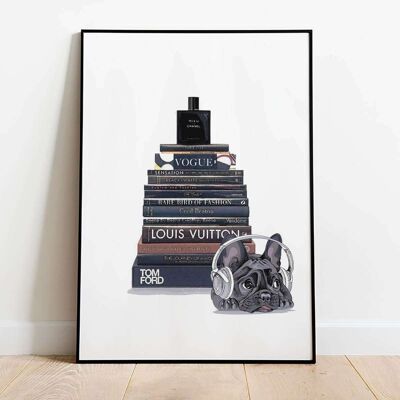Fashion Books French Bulldog Poster (42 x 59.4cm)
