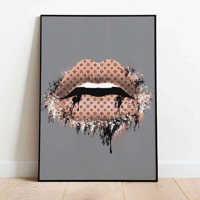 Fashion Lips in Copper Peach Navy Poster (42 x 59.4cm)