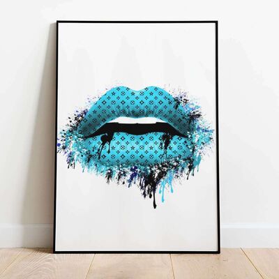 Fashion Lips Pink Charcoal Grey Poster (61 x 91 cm)