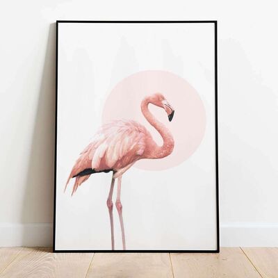 Flamingo Flower Crown Animal Home Nursery Poster (42 x 59.4cm)
