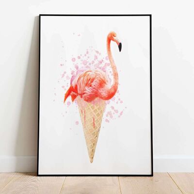 Flamingo Hot Pink Abstract Animal Nature Poster (50 x 70 cm)