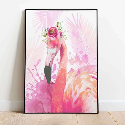 Flamingo Light Pink Abstract Animal Nature Poster (42 x 59.4cm)