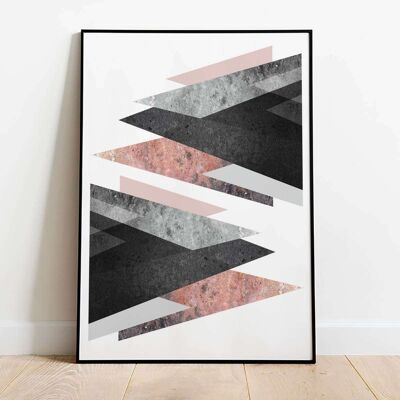 Geometrical Arrow Blush Pink Navy Poster (42 x 59.4cm)