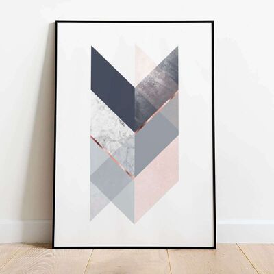 Geometrical Double Arrow Blush Pink Snake Grey Poster (42 x 59.4cm)