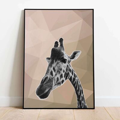 Giraffe Blue Abstract 002 Animal Poster (42 x 59.4cm)