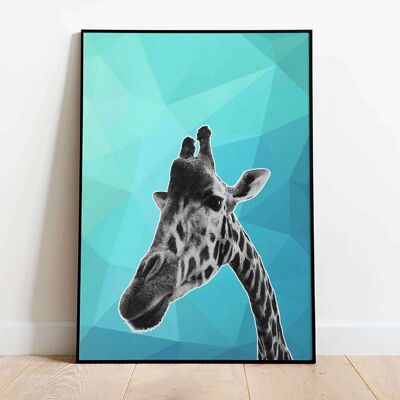 Giraffe Green Star 001 Animal Poster (42 x 59.4cm)