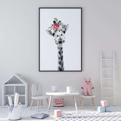 Giraffe Grey Star 001 Animal Poster (42 x 59.4cm)