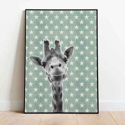 Giraffe Lady Old Newspaper Animal Poster (42 x 59.4cm)