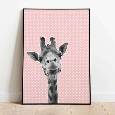 Giraffe Pink Heart Animal Fashion Poster (50 x 70 cm)