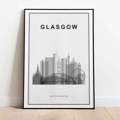 Glasgow Skyline City Map Poster (50 x 70 cm)
