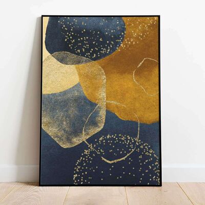 Gold Navy 004 Abstract Poster (50 x 70 cm)
