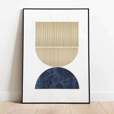 Gold Rain with Black Circles Abstract Poster (50 x 70 cm)