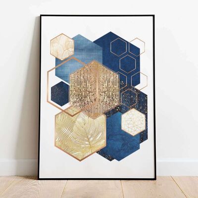 Hexagon 001 Rose Gold Copper Abstract Poster (61 x 91 cm)
