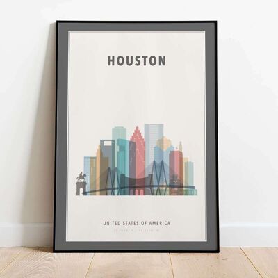 Houston Skyline City Map Poster (50 x 70 cm)