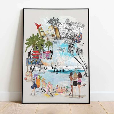 Ibiza Retro City Map Poster (50 x 70 cm)