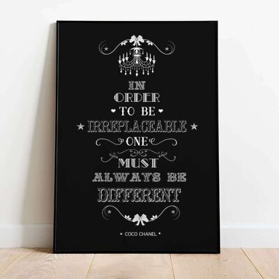 In Order To be Irreplaceable Black Typography Poster (42 x 59.4cm)