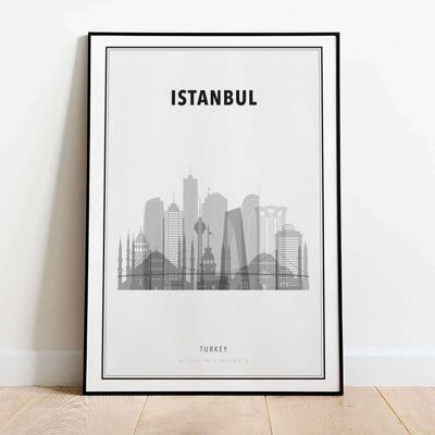 Istanbul in B&W Skyline City Map Poster (50 x 70 cm)