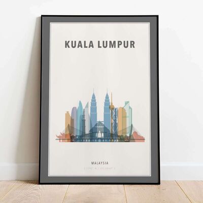 Kuala Lumpur Skyline City Map Poster (42 x 59.4cm)