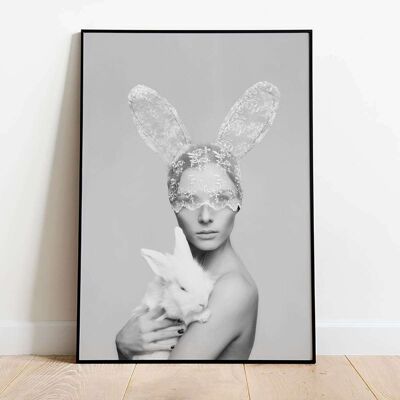 Lady and Bunny Animal Fashion Poster (42 x 59.4cm)