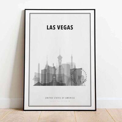 Las Vegas in B&W Skyline City Map Poster (50 x 70 cm)