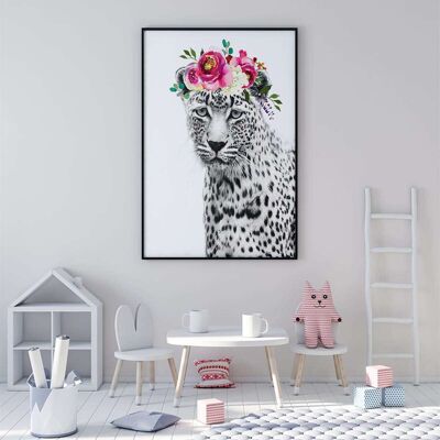 Leopard Flower Crown Nursery Poster (42 x 59.4cm)